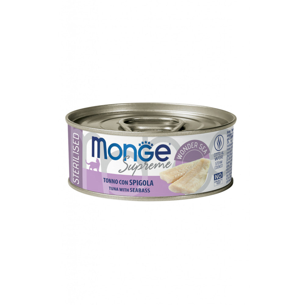 Monge Supreme Sterilised Tonno e Spigola 80gr Alimento umido per Gatti Monge Supreme Sterilised Tonno e Spigola 80gr Alimento umido per Gatti